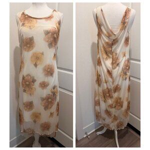 Toto Vintage Y2K 90s Mesh Floral High Low Dress drape back lined 12 14 or 16